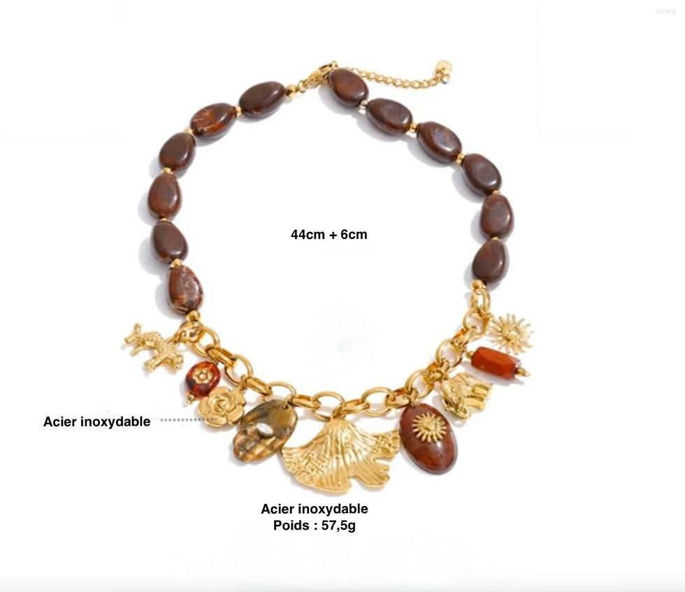 Miniature : information sur collier avec charms et perles marron