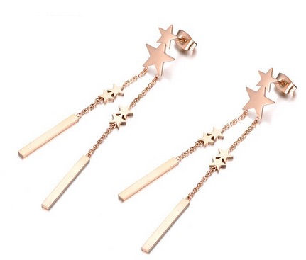 Miniature : Boucles d'oreilles pendantes Etoiles acier