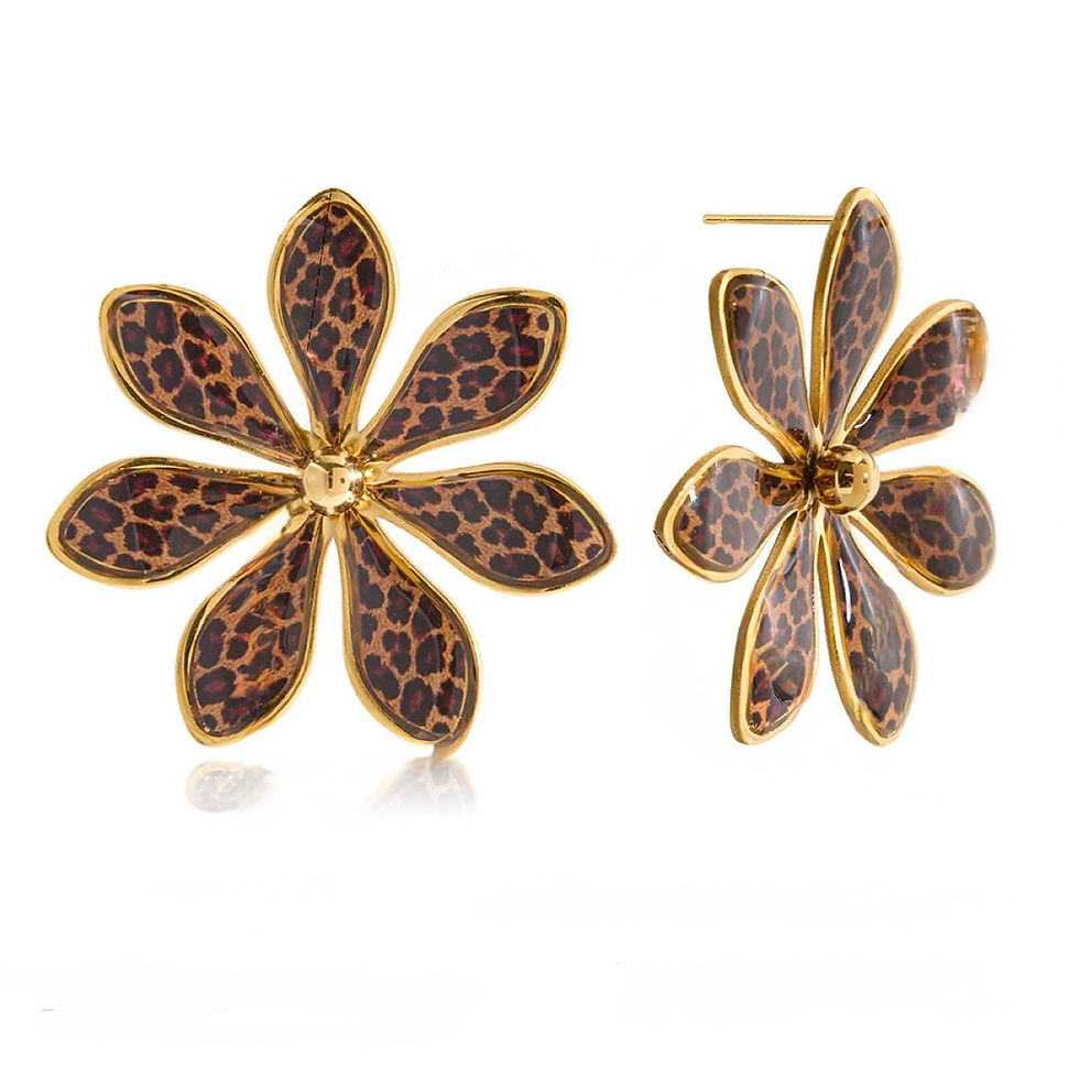 boucle d'oreilles fleur motif léopard