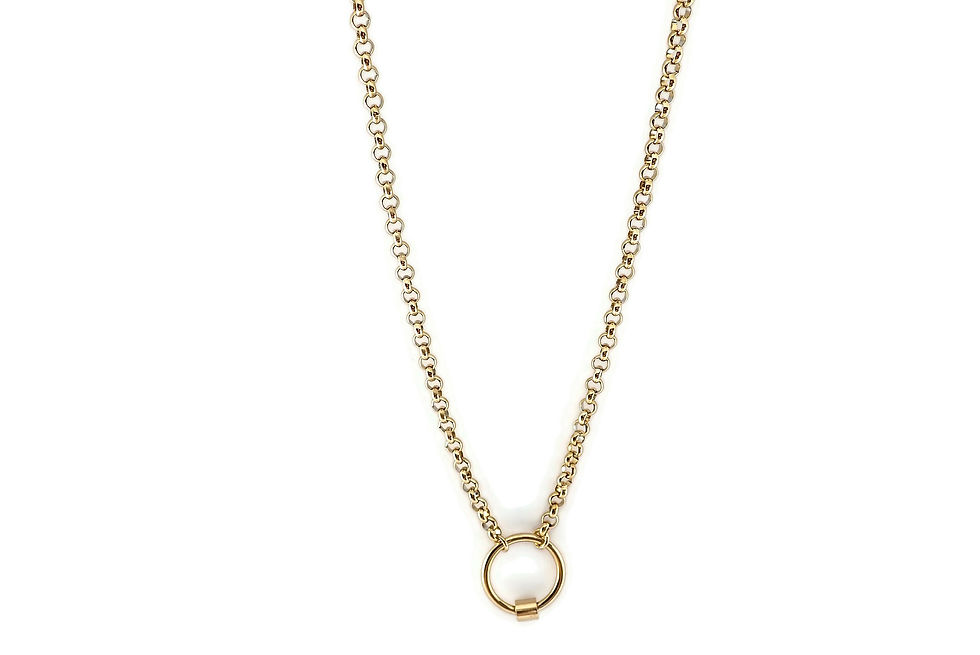 Miniature : collier pendentif mousqueton en acier inoxydable couleur doré