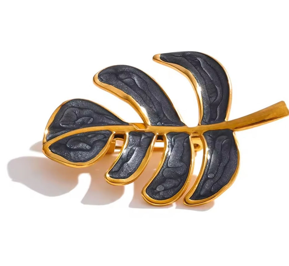 Miniature : broche feuille de monstera acier