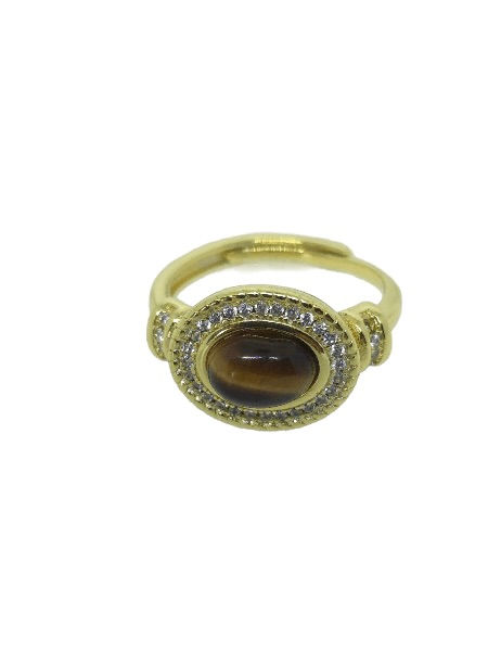 Miniature : Bague vintage oeil de tigre acier inoxydable