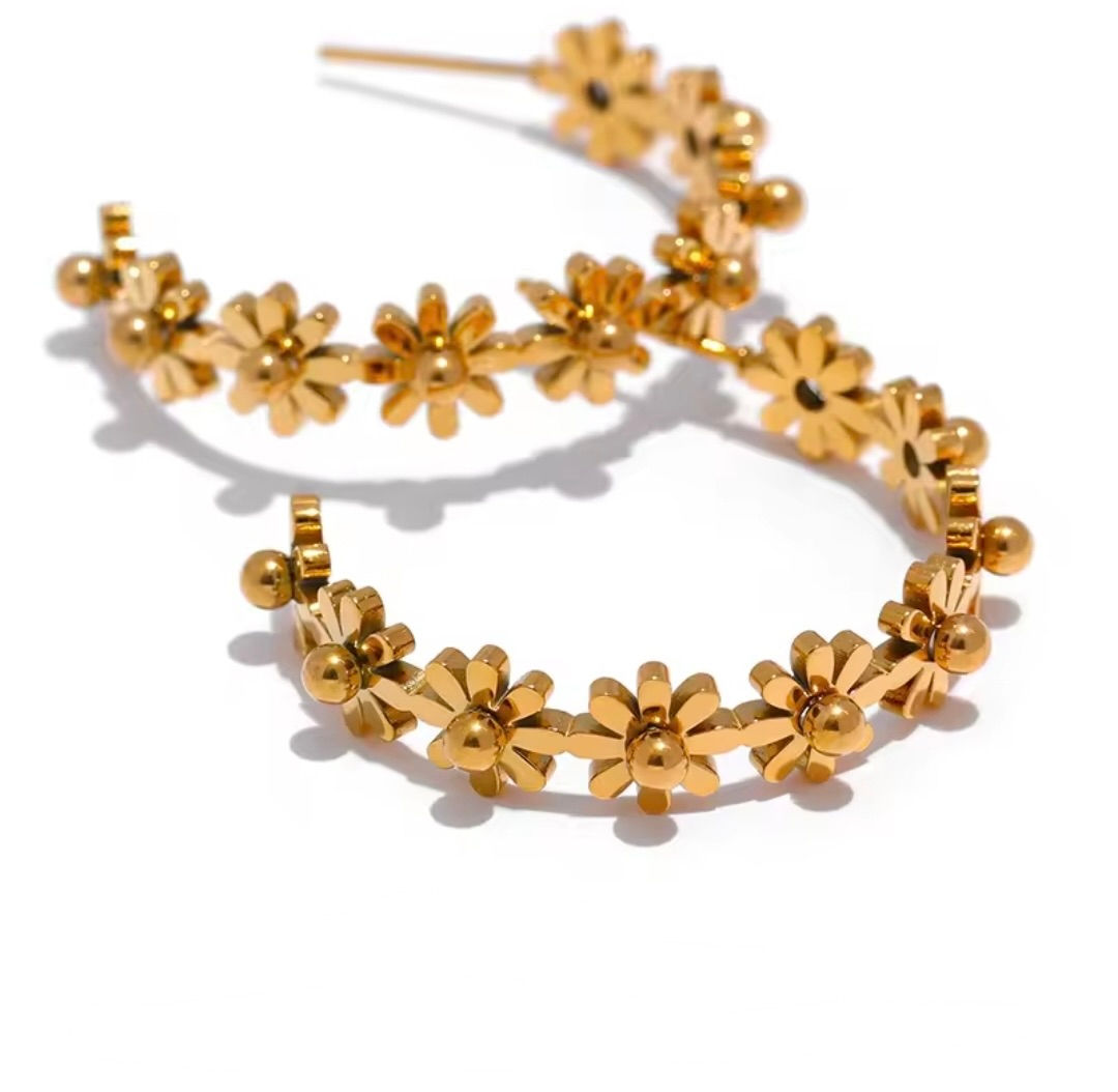 boucle d'oreilles ronde fleur