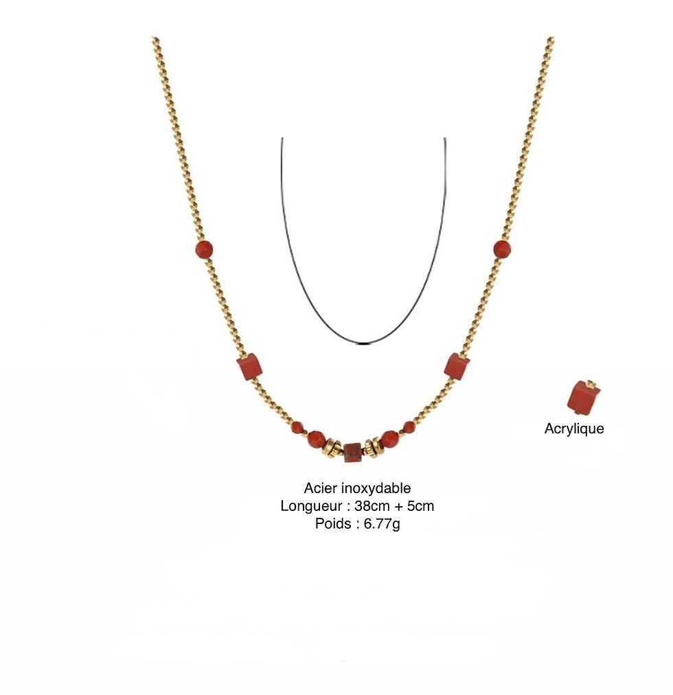 Miniature : description collier perle acier bohème