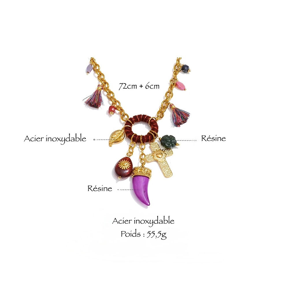 Miniature : collier charms et chaine dorée info