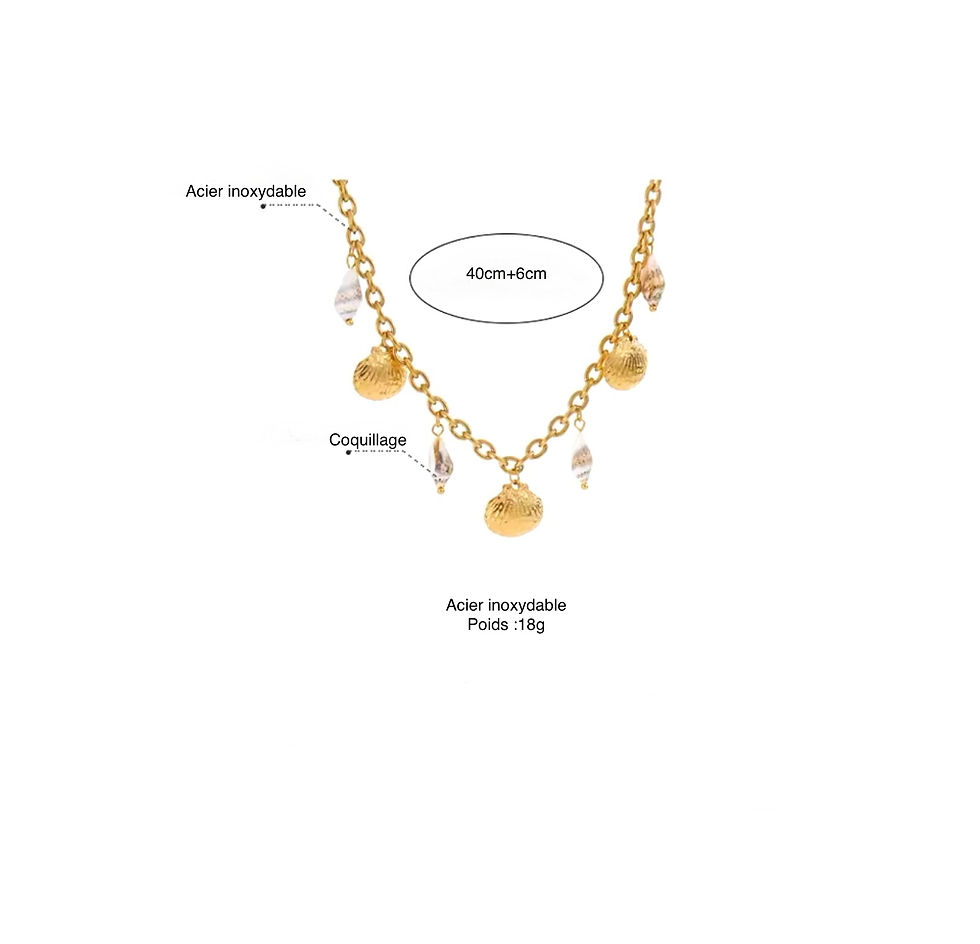 Miniature : collier coquillages en acier inoxydable