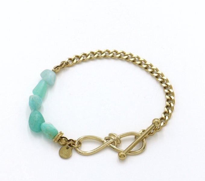 Bracelet pierre fermoir infini acier inoxydable