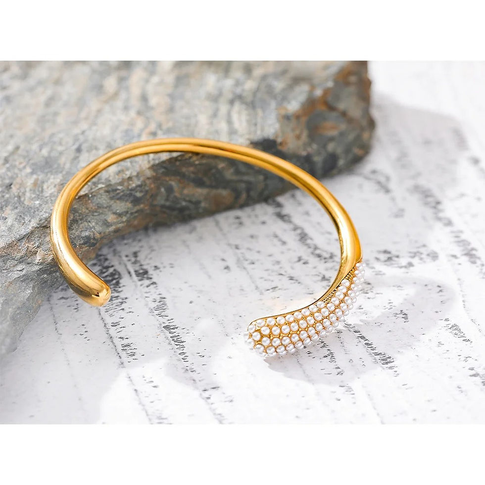 Miniature : bracelet jonc perle en résine et acier