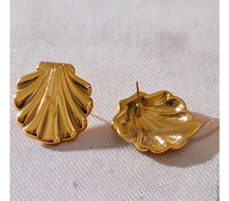 Miniature : boucles d'oreilles forme bénitier fermoir puce