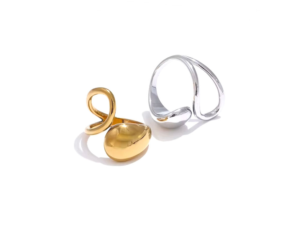 Miniature : Bague destructurée dorée et argentée