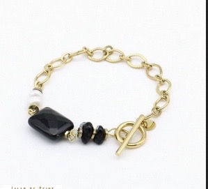 Miniature : bracelet pierre naturelle fermoir T acier inoxydable