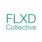 FLXD Collective logo with green text and a white background. The letters F L X D printed large and positioned on top of the word collective