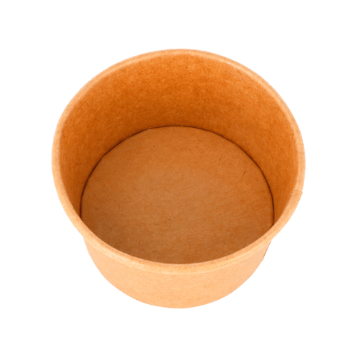 Interior de copo de papel kraft de 300ml visto de cima.