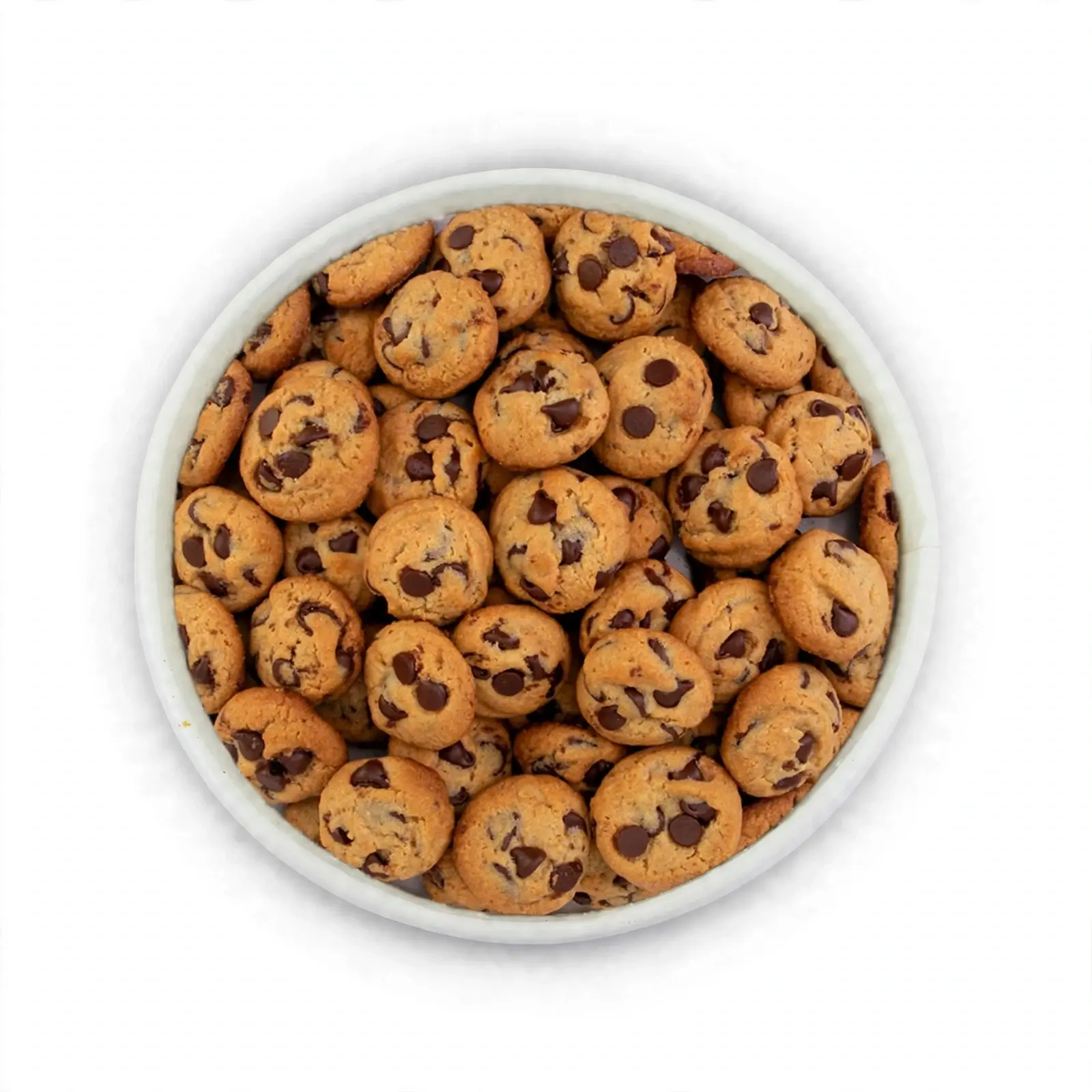 Tigela com mini bolachas Chips Ahoy! e pepitas de chocolate para sobremesas.