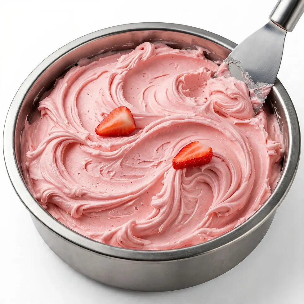 Tigela de inox com gelado artesanal de morango cremoso e fresco preparado com base vegan sem açúcar.