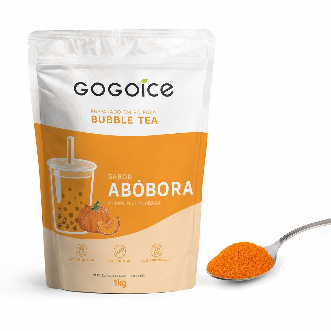 Saco stand-up pouch Gogoice Business com rótulo do Preparado em Pó para Bubble Tea abóbora