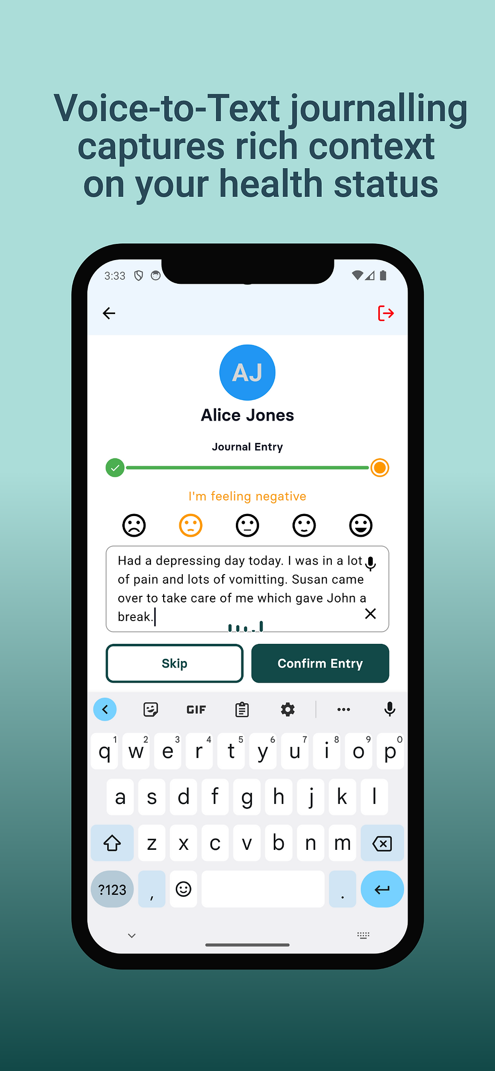 Voice-to-text capture on ReneCare