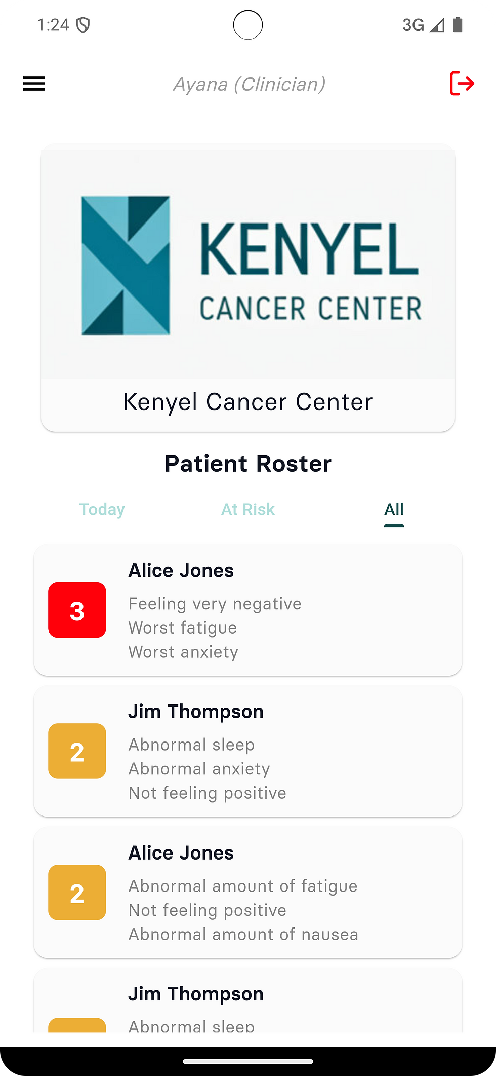 Clinician - Patient Roster - ReneCare App