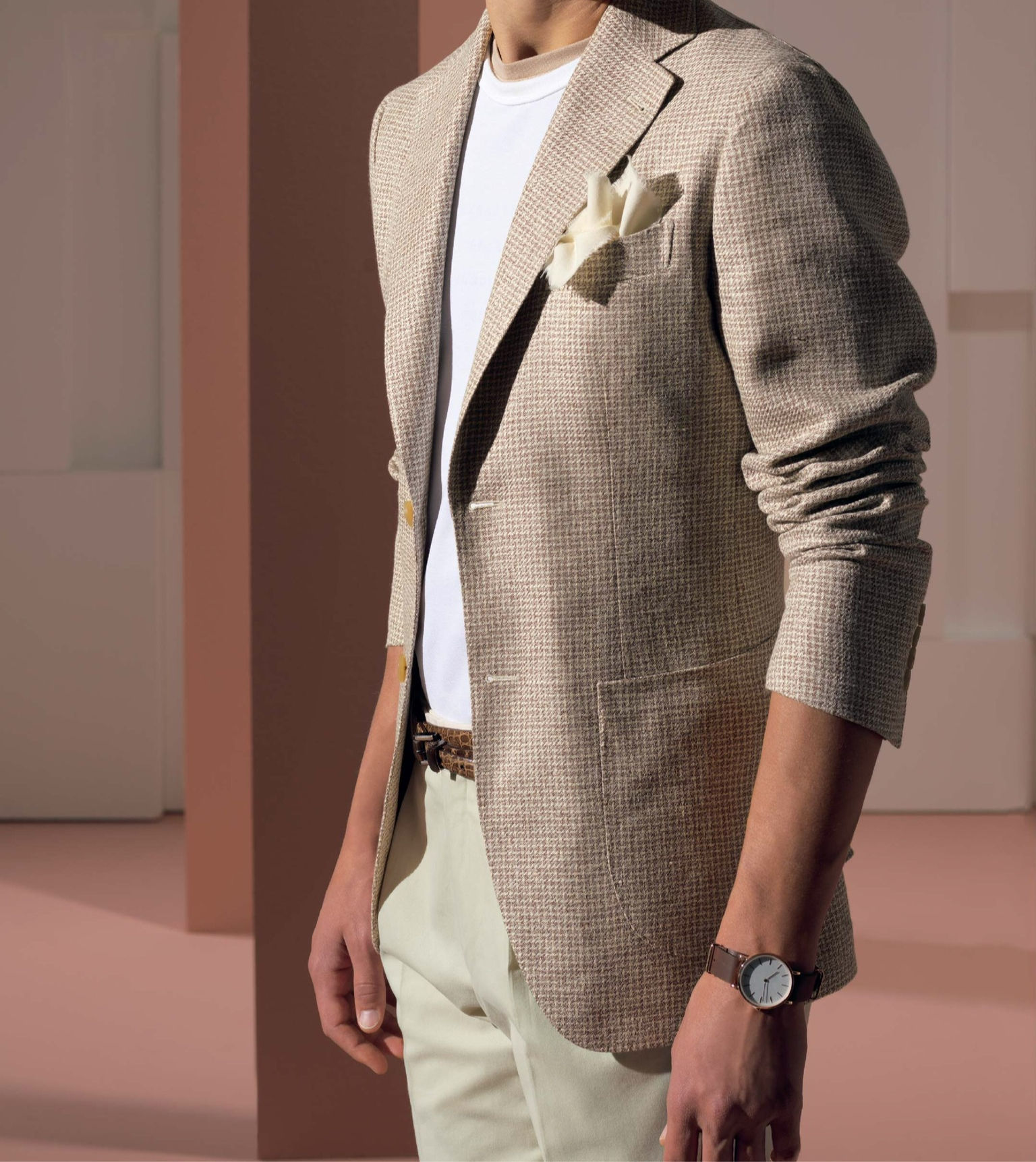 COFFEE/BEIGE HOUNDSTOOTH JACKET