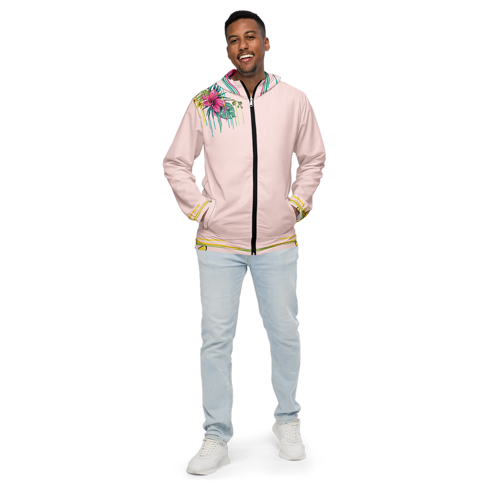 Thumbnail: "Painted In Poison" Premium Cropped Windbreaker Misty Rose (Zippered)