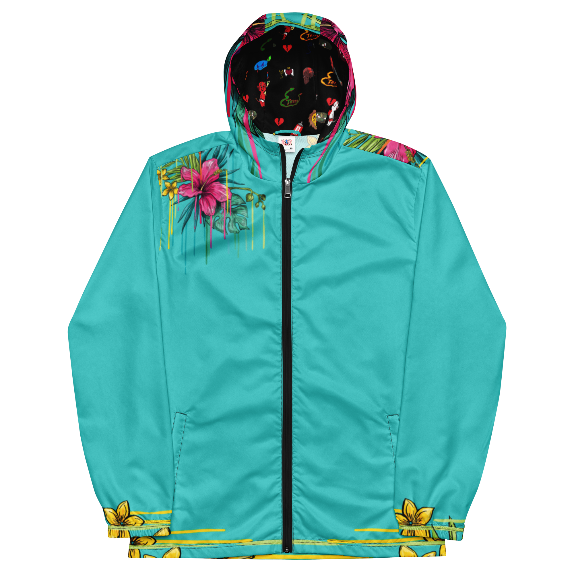 "Painted In Poison" Premium Cropped Windbreaker Aqua Marine (Zippered)