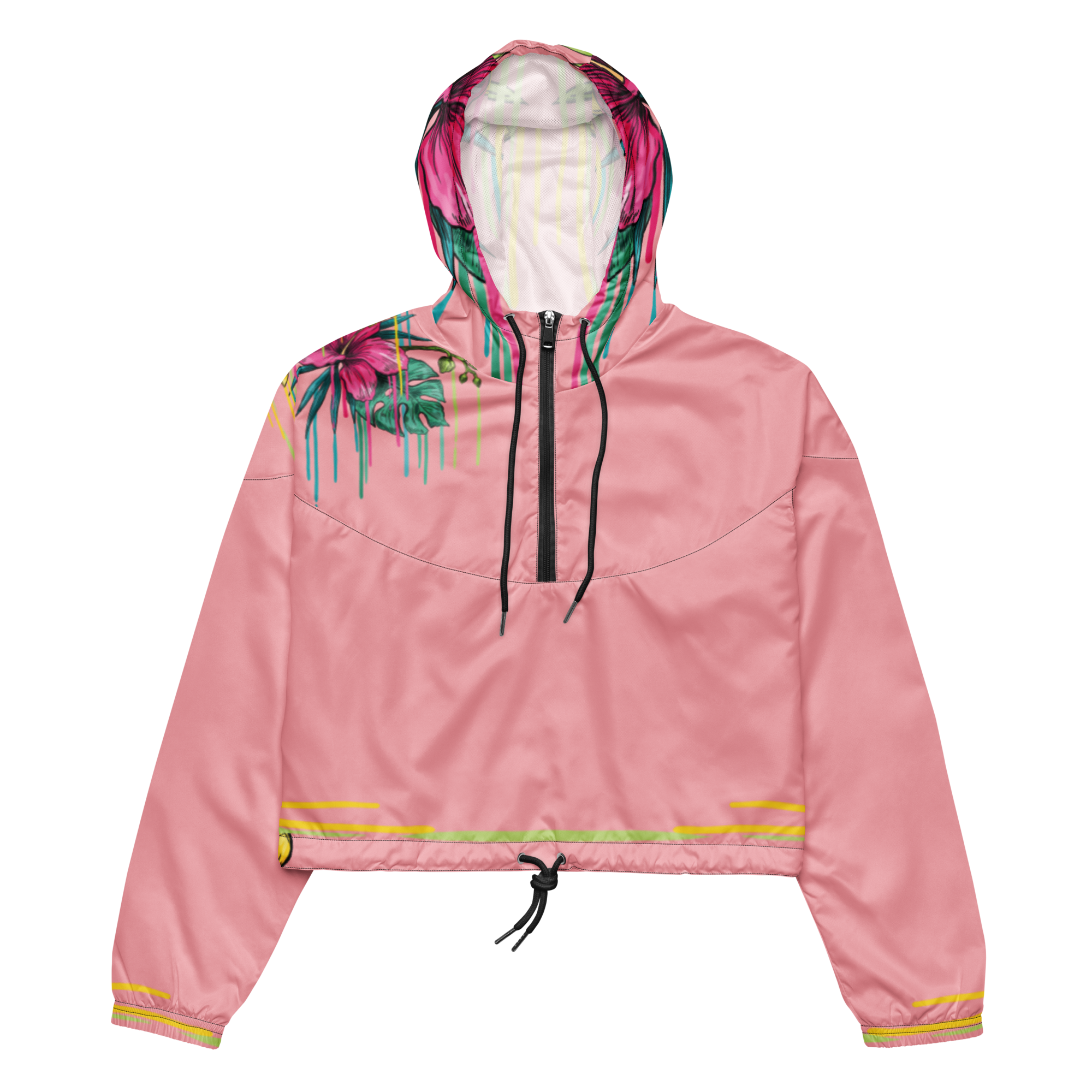 "Painted In Poison" Premium Cropped Windbreaker Light Pink (Zippered) 