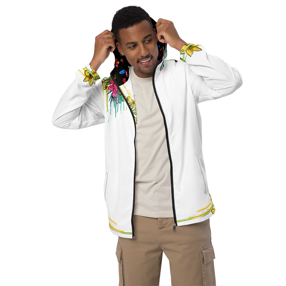 Thumbnail: "Painted In Poison" Premium Cropped Windbreaker White (Zippered)