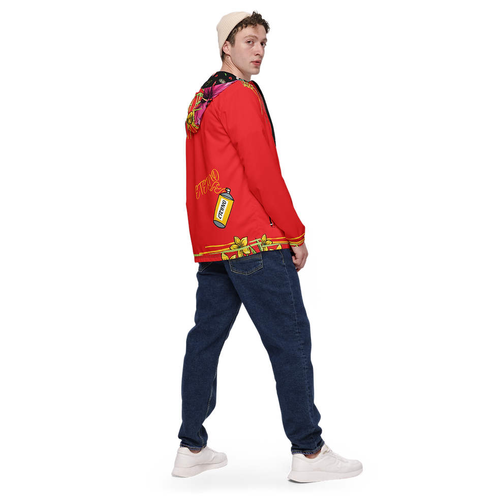 Thumbnail: "Painted In Poison" Premium Cropped Windbreaker Bright Red (Zippered)