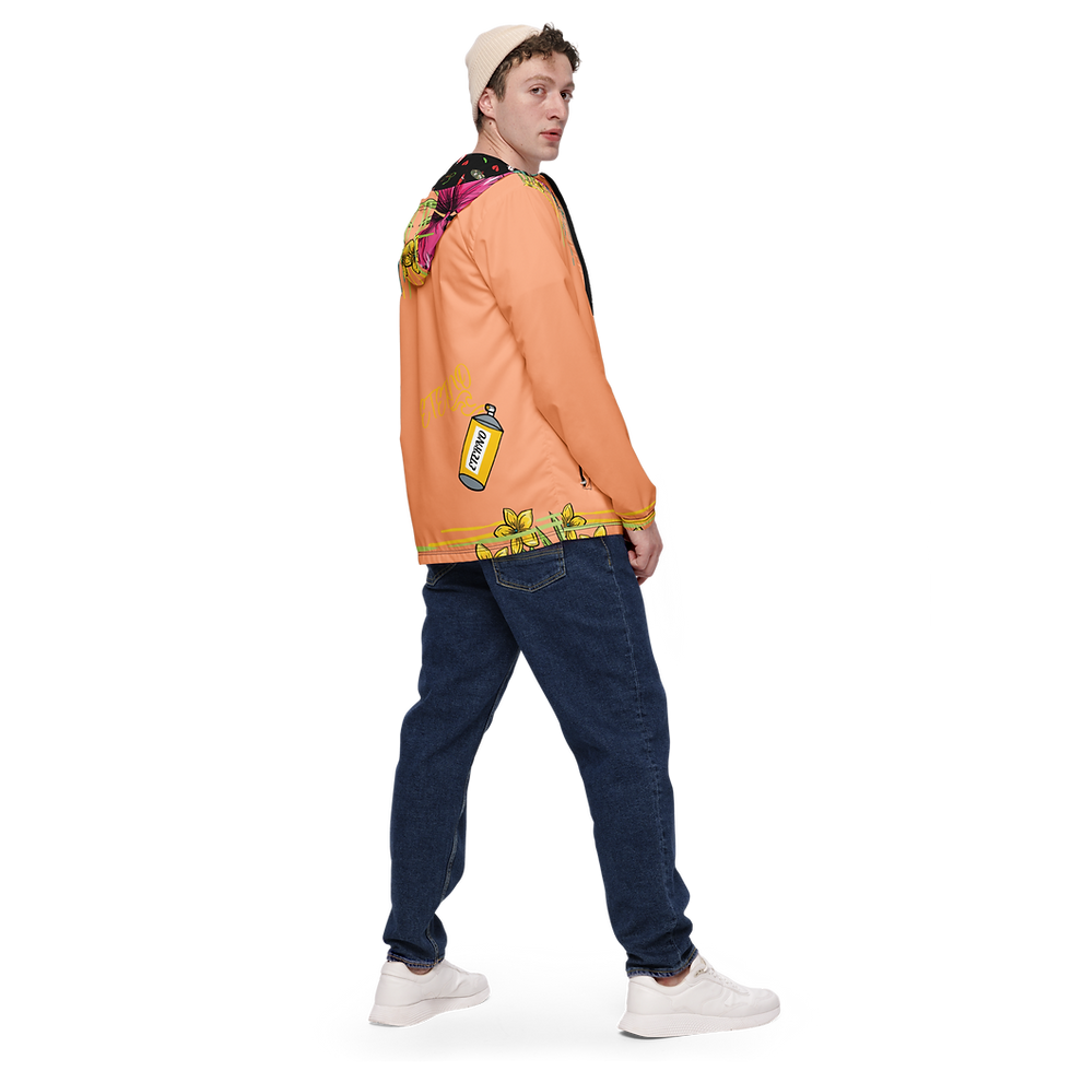 Thumbnail: "Painted In Poison" Premium Cropped Windbreaker Nude (Zippered)