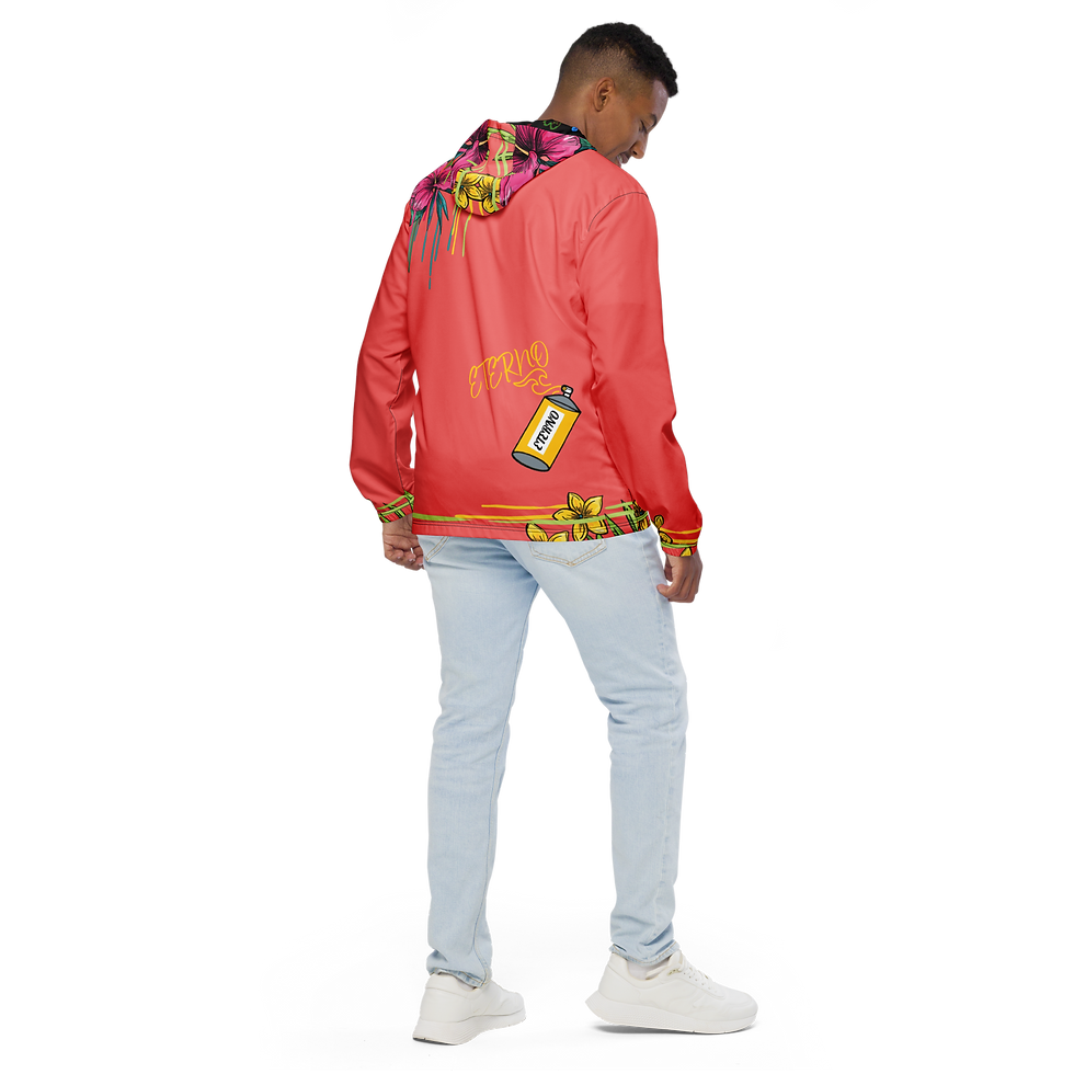 Thumbnail: "Painted In Poison" Premium Cropped Windbreaker Salmon (Zippered)