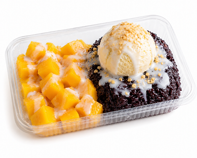 Mango Black Sticky Rice with Coconut Milk + Ice Cream
