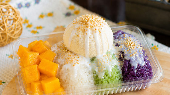Mixed Sticky Mango Rice with Ice Cream