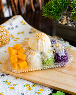 Mixed Sticky Mango Rice with Ice Cream
