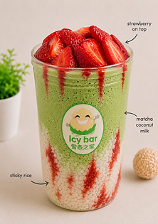 S15 Matcha Strawberry Sticky Rice Icy