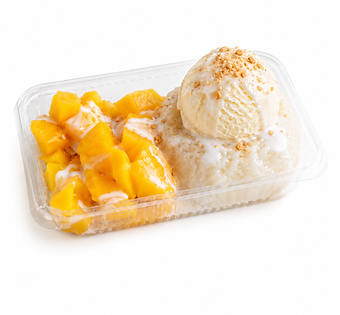 Mango Sticky Rice with Coconut Milk + Ice Cream
