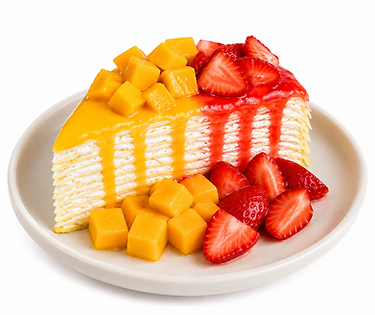 Mango Strawberry Crepe Cake