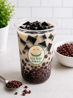 S42 Red Bean with Grass Jelly Milk
