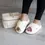 Thumbnail: Criss Cross Textured Slippers in Cream