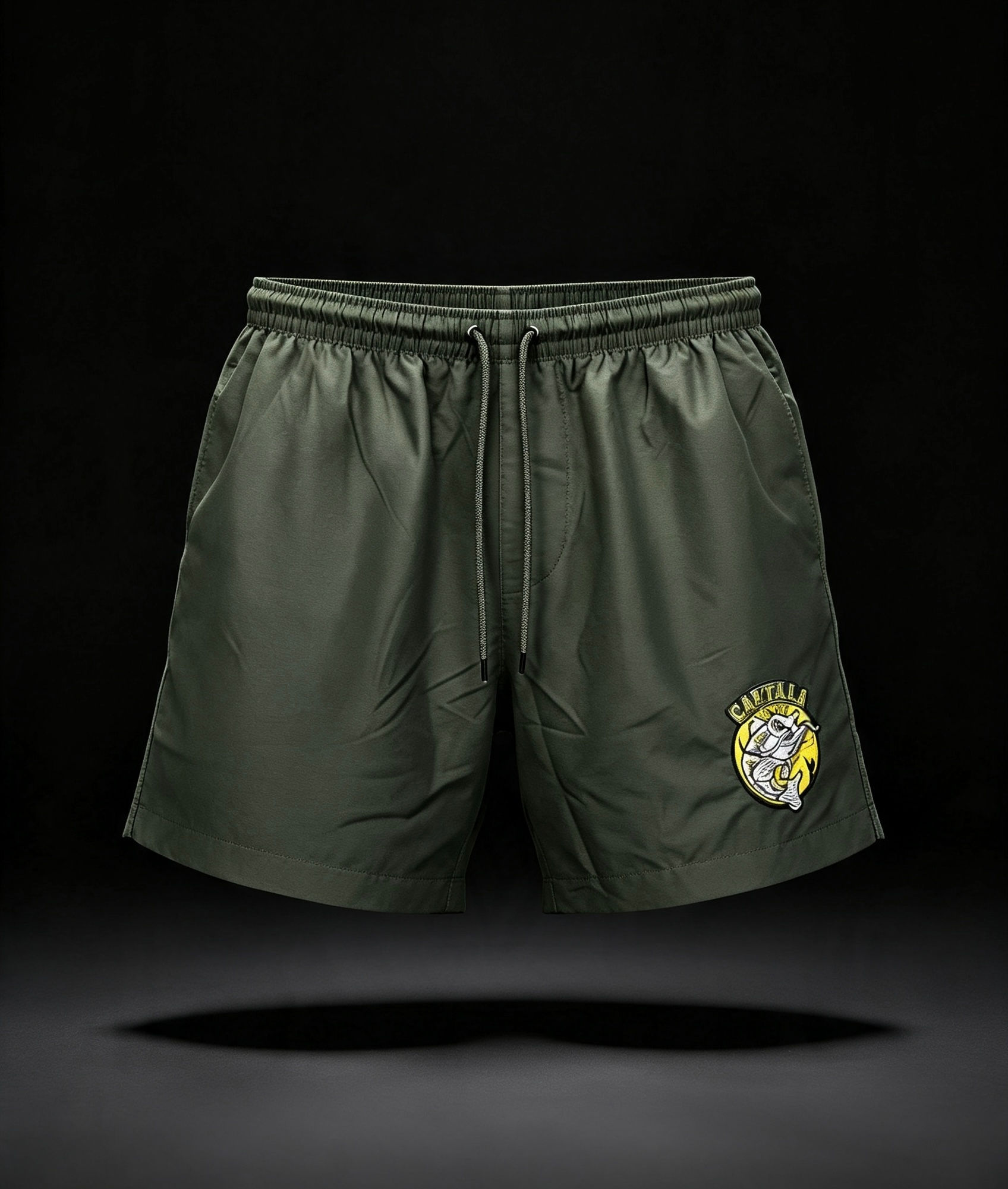 Catzilla light weight swim shorts. Olive Green
