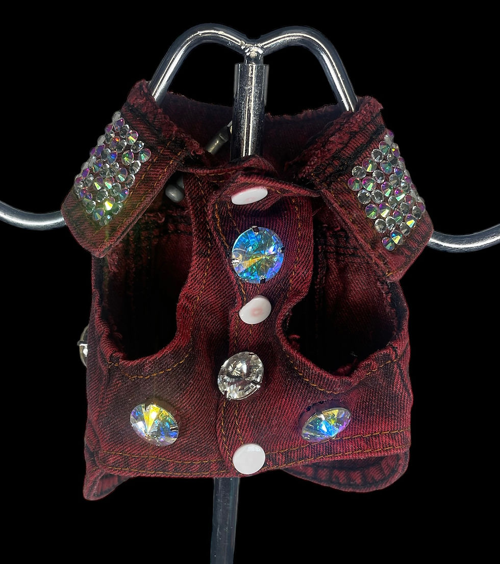 Thumbnail: Deep Red    Glam  denim Jacket (extra small )