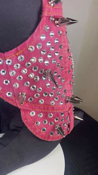 Thumbnail: Rose Rocker Glam  denim Jacket (medium)