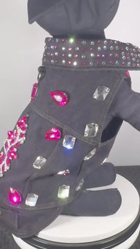Thumbnail: Fuchsia & Crystal Glam  denim Jacket (large )