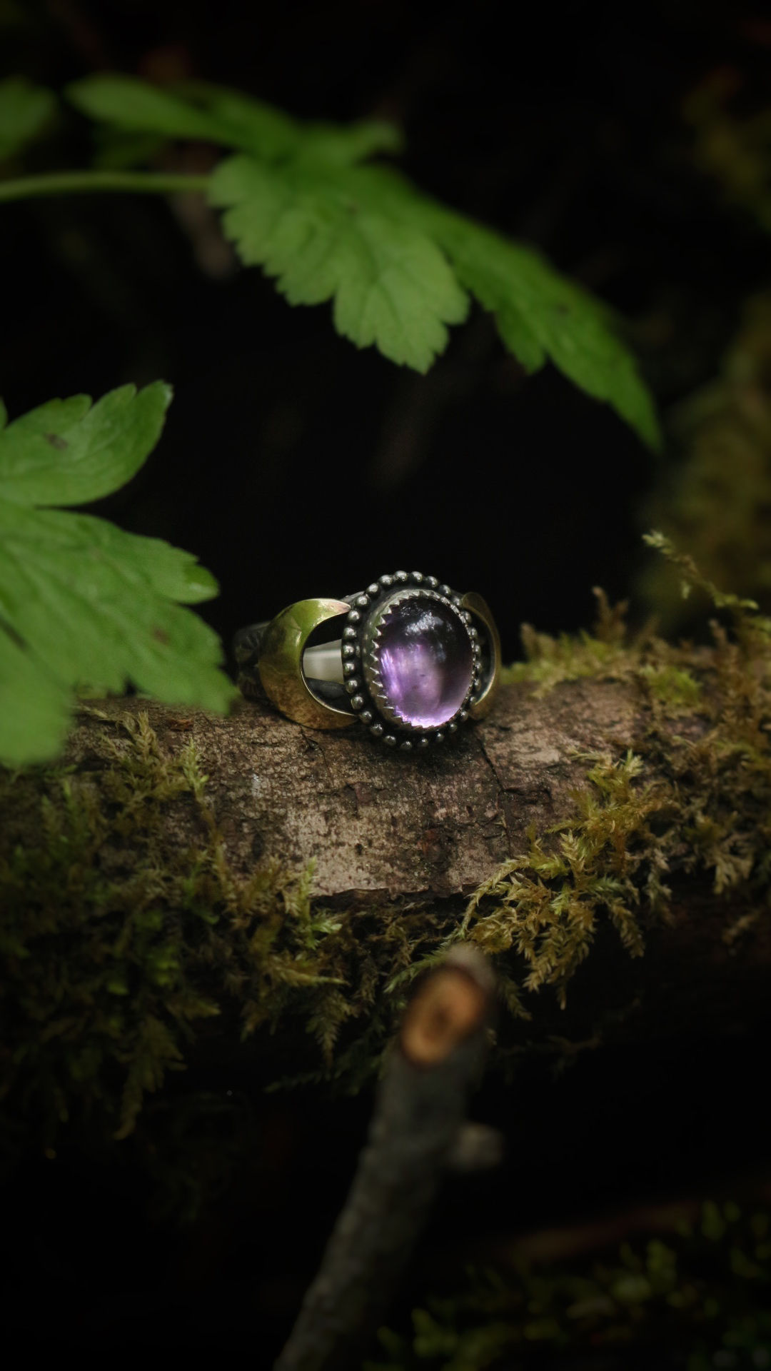 Amethyst Double Moon Ring 