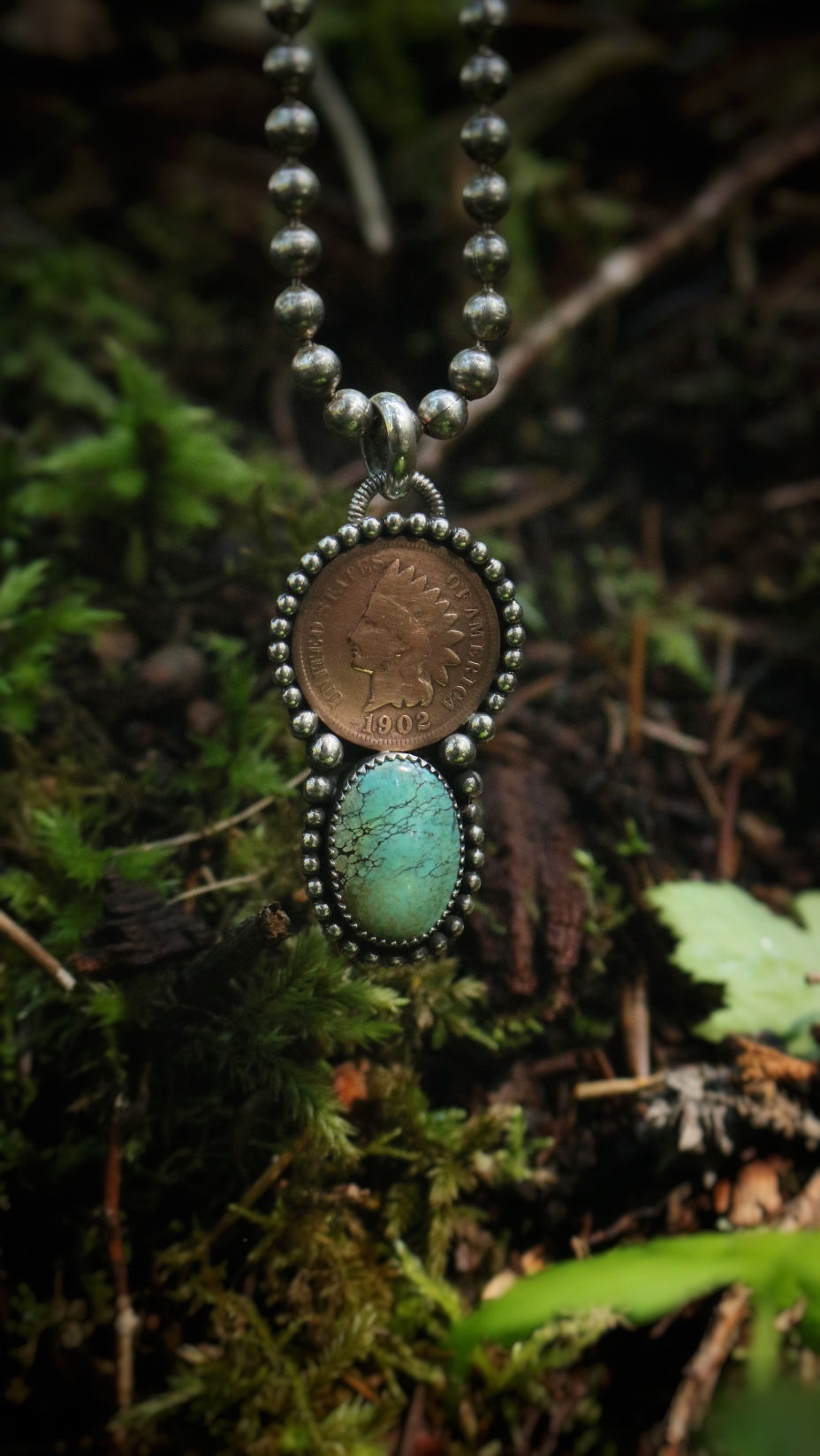 Thumbnail: Turquoise + Indian Head Penny Pendant 