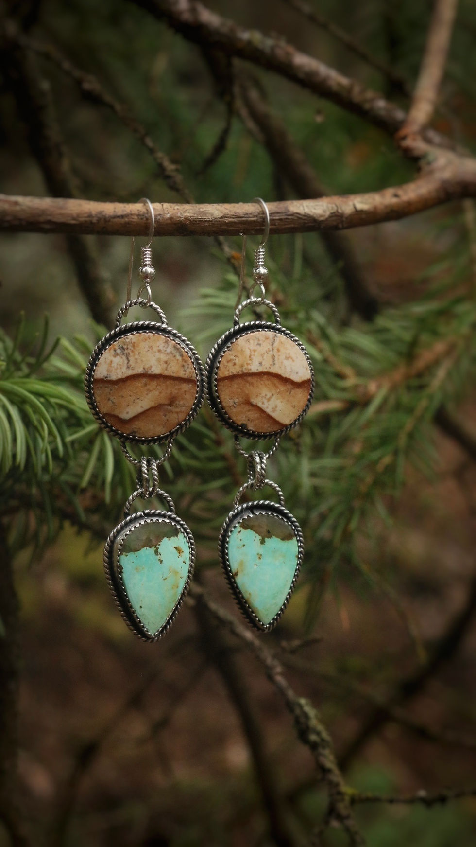 Thumbnail: Jasper + Turquoise Mountain Earrings 