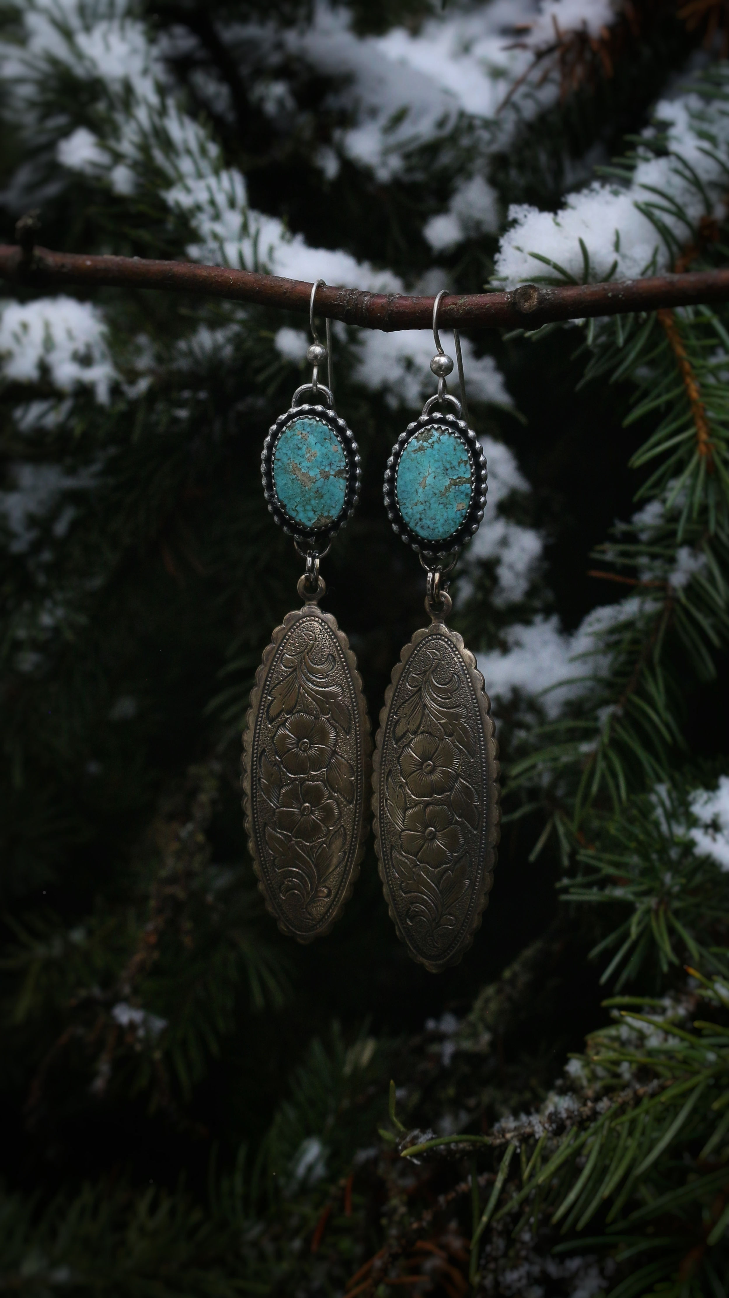 Turquoise + Brass Earrings 