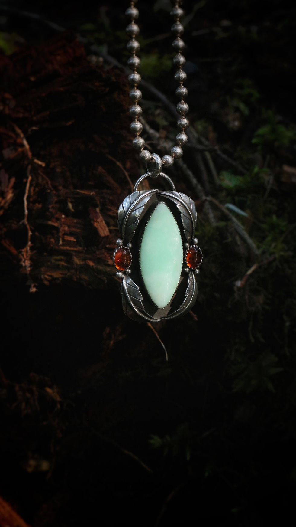 Thumbnail: Chrysoprase + Amber Pendant 