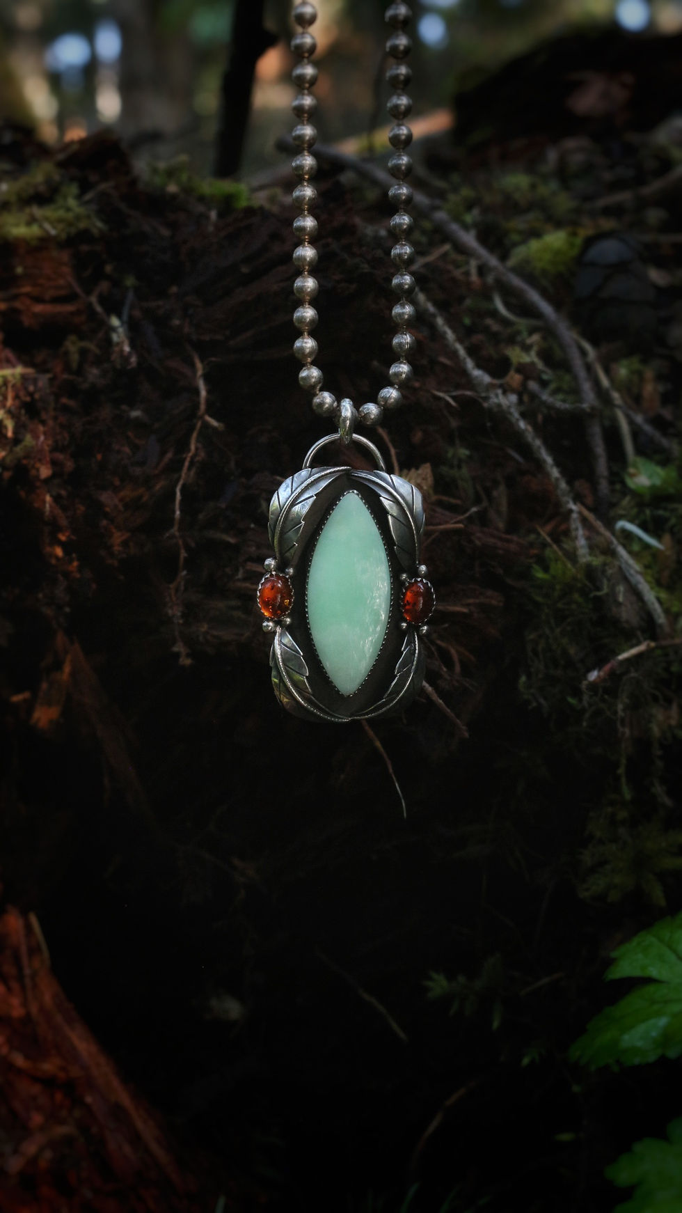 Thumbnail: Chrysoprase + Amber Pendant 