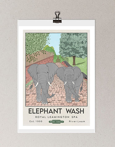 Elephant Wash Travel Poster