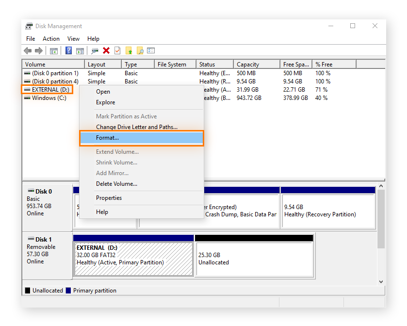 external hard drive resetting